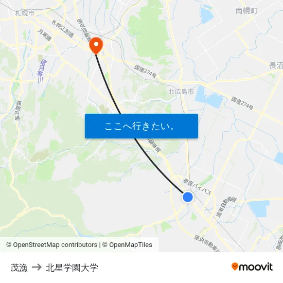 茂漁 to 北星学園大学 map