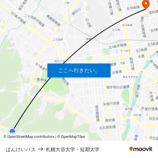 ばんけいバス to 札幌大谷大学・短期大学 map