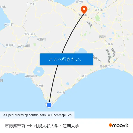市港湾部前 to 札幌大谷大学・短期大学 map