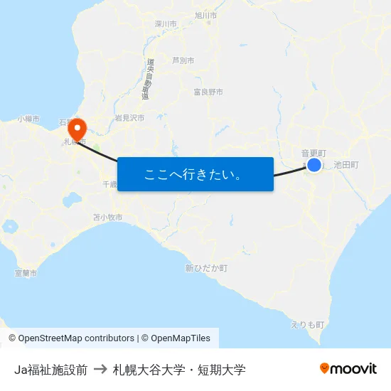 Ja福祉施設前 to 札幌大谷大学・短期大学 map