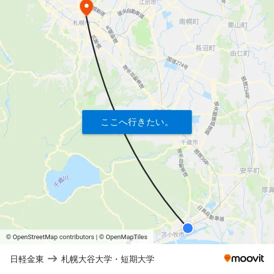 日軽金東 to 札幌大谷大学・短期大学 map
