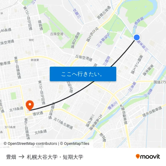 豊畑 to 札幌大谷大学・短期大学 map