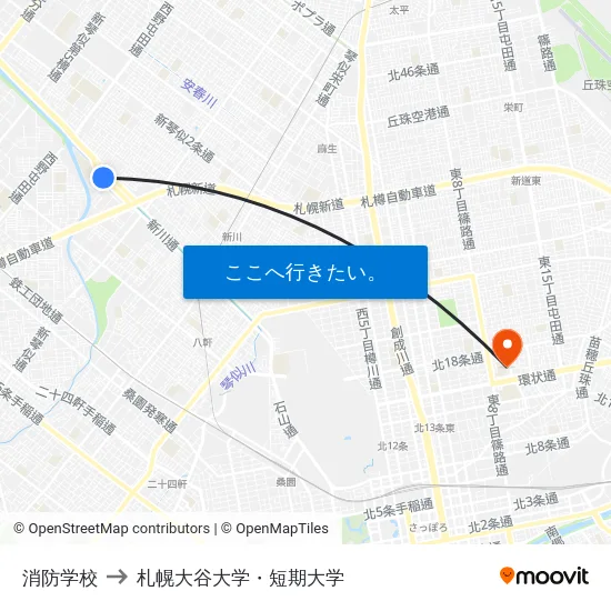 消防学校 to 札幌大谷大学・短期大学 map