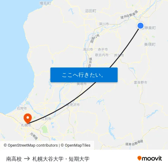 南高校 to 札幌大谷大学・短期大学 map