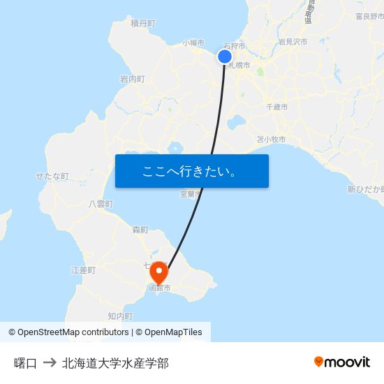 曙口 to 北海道大学水産学部 map