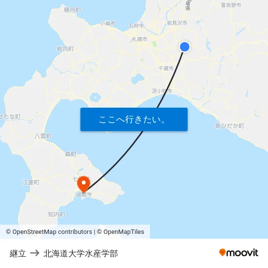 継立 to 北海道大学水産学部 map
