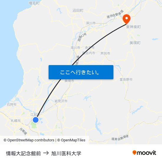 情報大記念館前 to 旭川医科大学 map