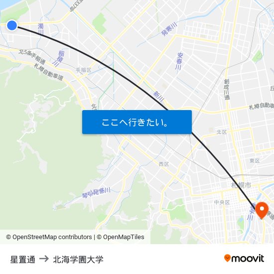 星置通 to 北海学園大学 map