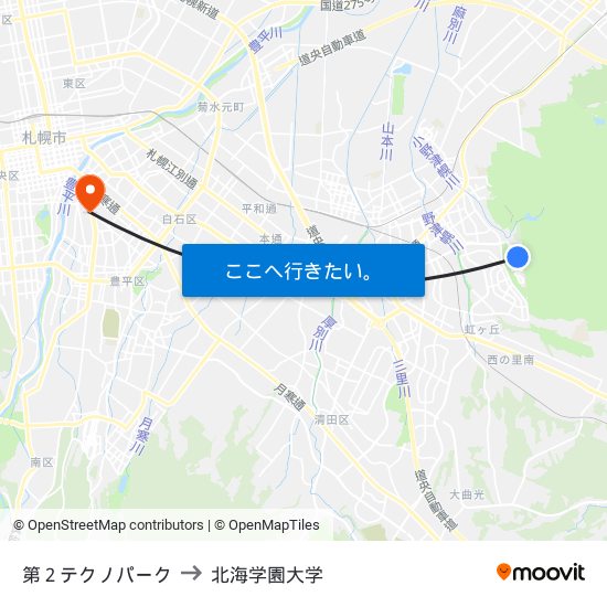 第２テクノパーク to 北海学園大学 map