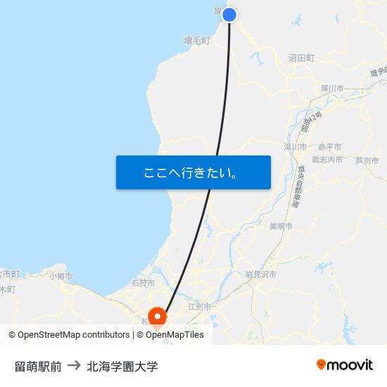 留萌駅前 to 北海学園大学 map