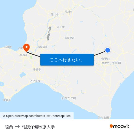 睦西 to 札幌保健医療大学 map
