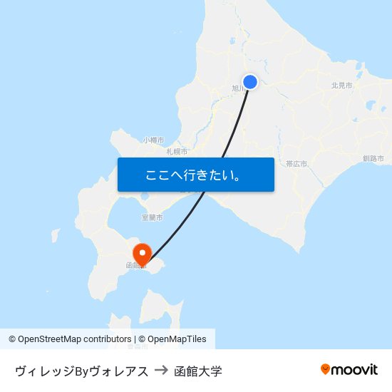 ヴィレッジByヴォレアス to 函館大学 map