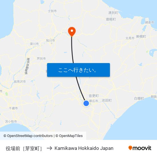 役場前［芽室町］ to Kamikawa Hokkaido Japan map