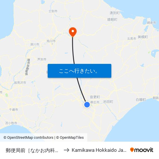郵便局前［なかお内科前］ to Kamikawa Hokkaido Japan map