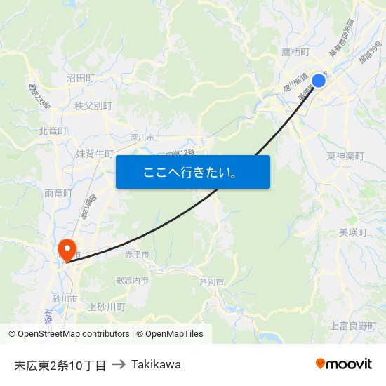 末広東2条10丁目 to Takikawa map