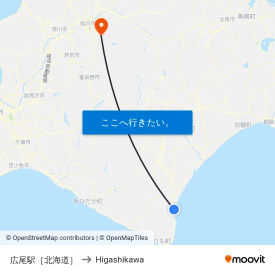 広尾駅［北海道］ to Higashikawa map