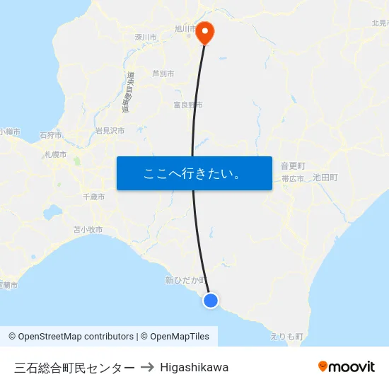 三石総合町民センター to Higashikawa map