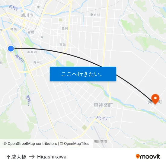 平成大橋 to Higashikawa map