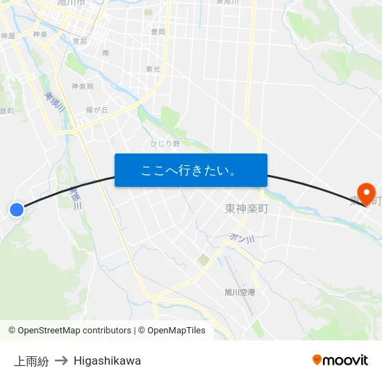 上雨紛 to Higashikawa map