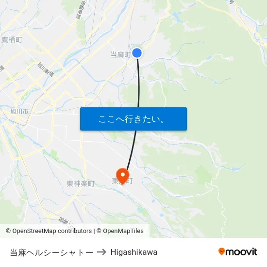 当麻ヘルシーシャトー to Higashikawa map