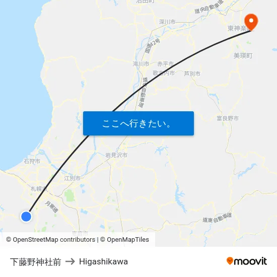 下藤野神社前 to Higashikawa map