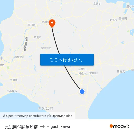 更別国保診療所前 to Higashikawa map