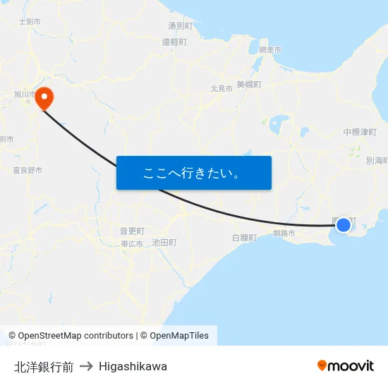 北洋銀行前 to Higashikawa map