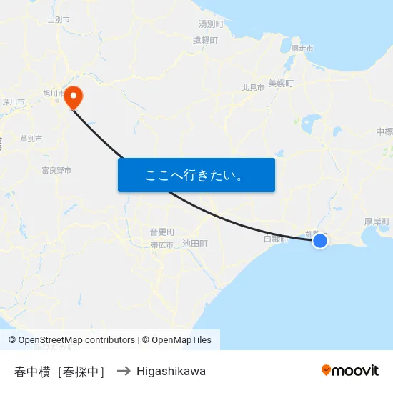春中横［春採中］ to Higashikawa map