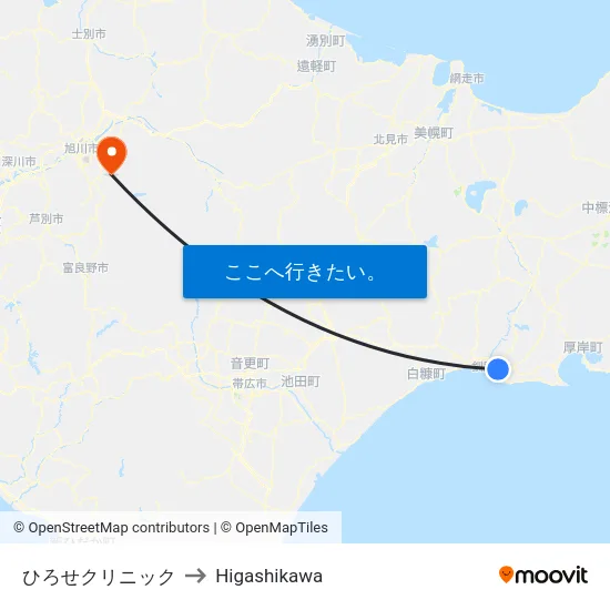 ひろせクリニック to Higashikawa map