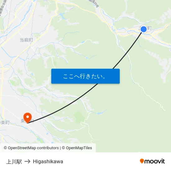 上川駅 to Higashikawa map
