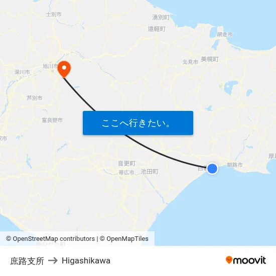 庶路支所 to Higashikawa map