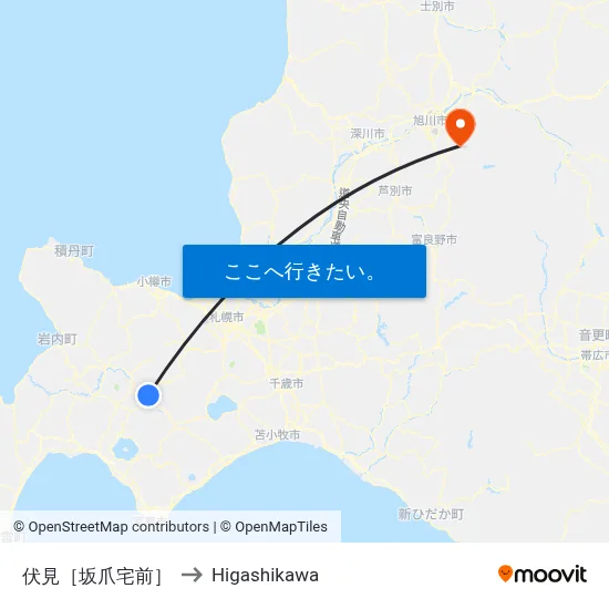 伏見［坂爪宅前］ to Higashikawa map