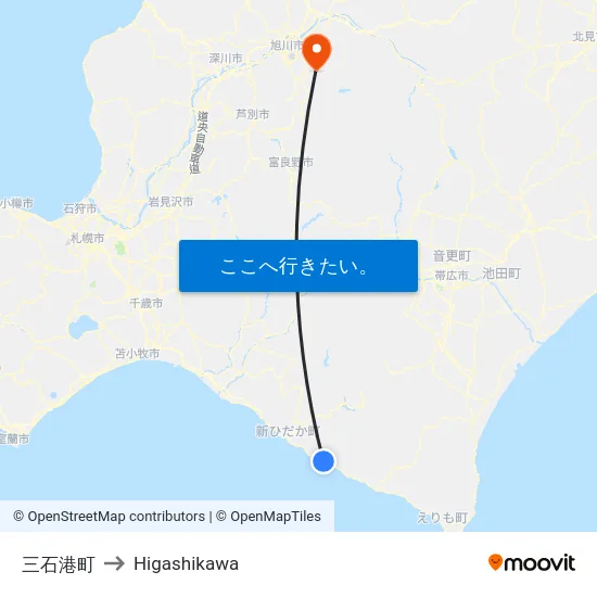 三石港町 to Higashikawa map