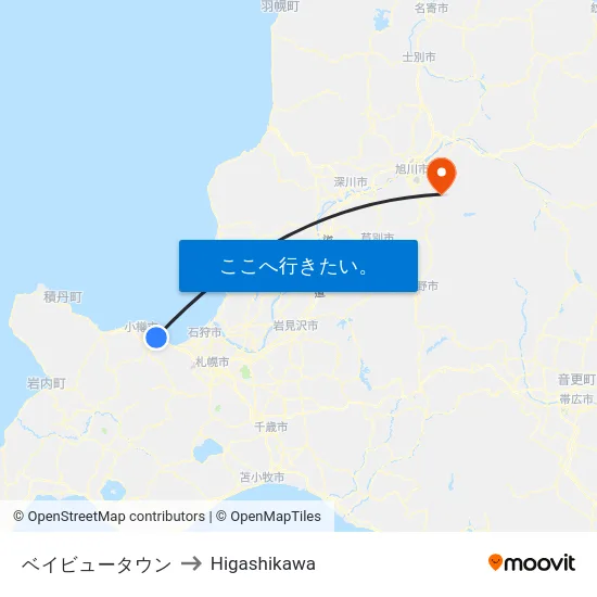 ベイビュータウン to Higashikawa map