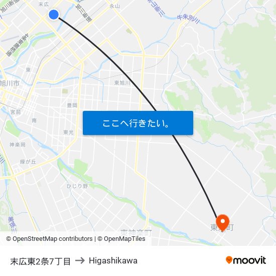 末広東2条7丁目 to Higashikawa map