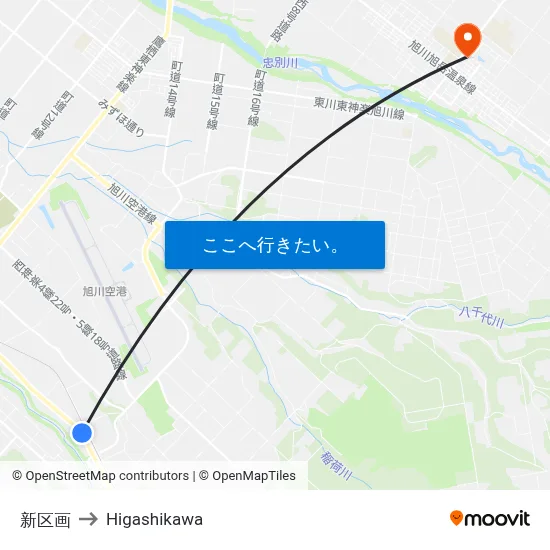 新区画 to Higashikawa map