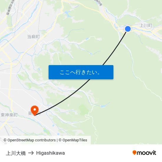 上川大橋 to Higashikawa map