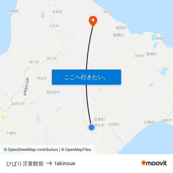 ひばり児童館前 to takinoue map