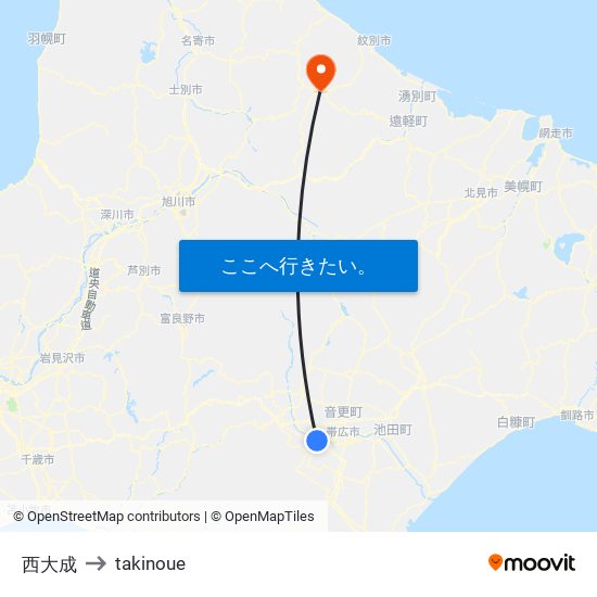 西大成 to takinoue map