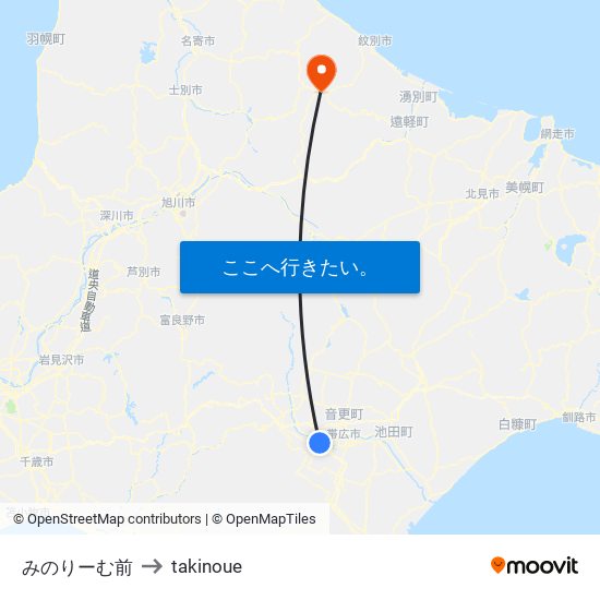 みのりーむ前 to takinoue map