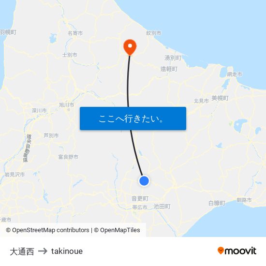 大通西 to takinoue map