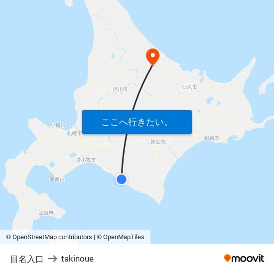 目名入口 to takinoue map