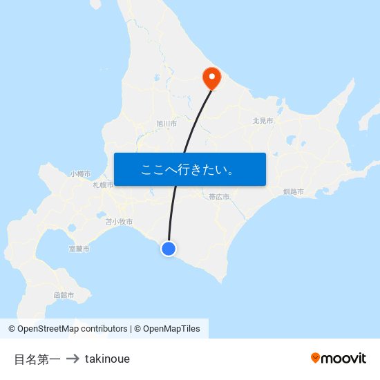 目名第一 to takinoue map