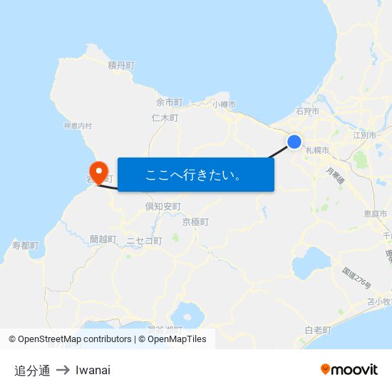 追分通 to Iwanai map