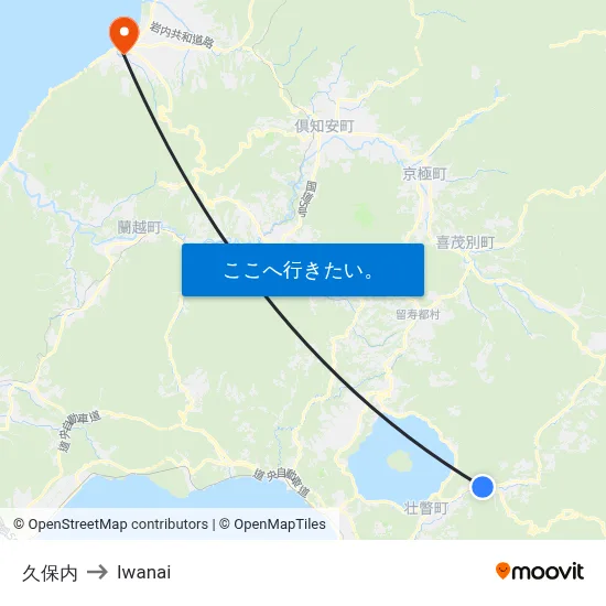 久保内 to Iwanai map