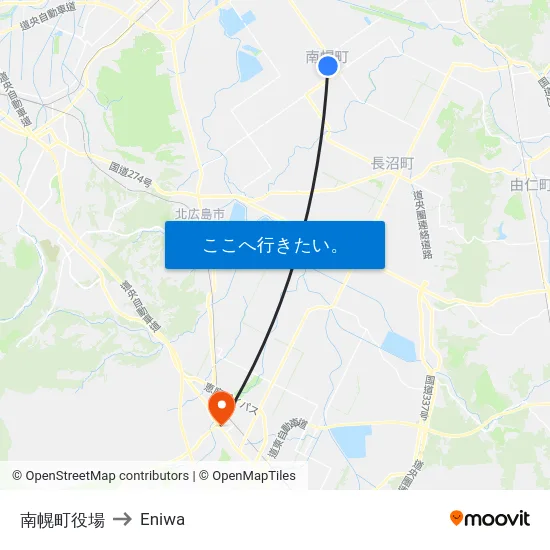 南幌町役場 to Eniwa map