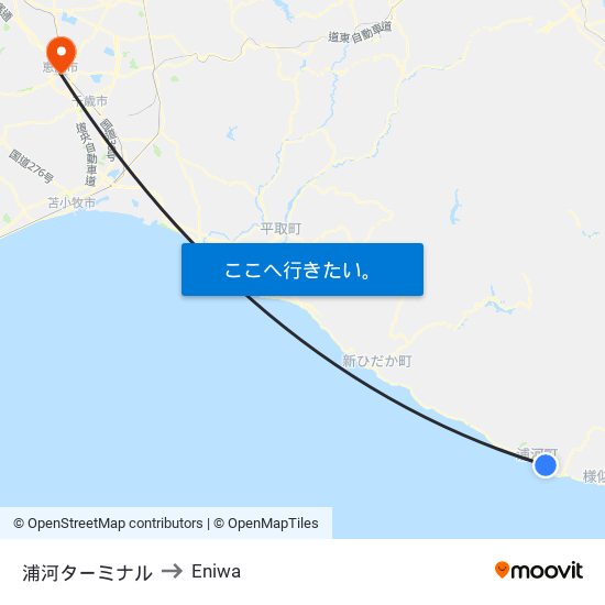 浦河ターミナル to Eniwa map