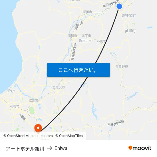 アートホテル旭川 to Eniwa map