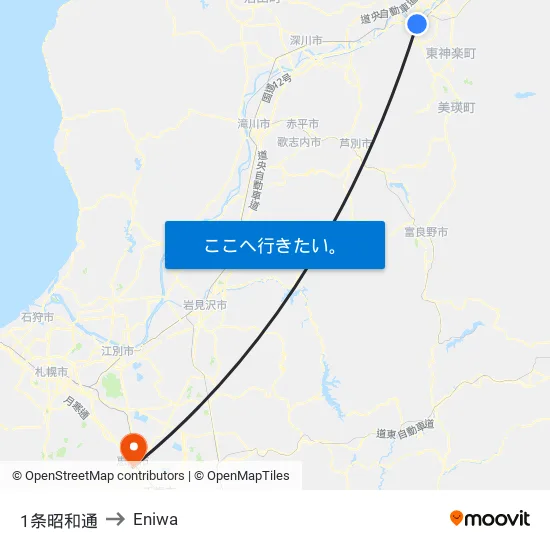 1条昭和通 to Eniwa map