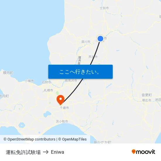 運転免許試験場 to Eniwa map